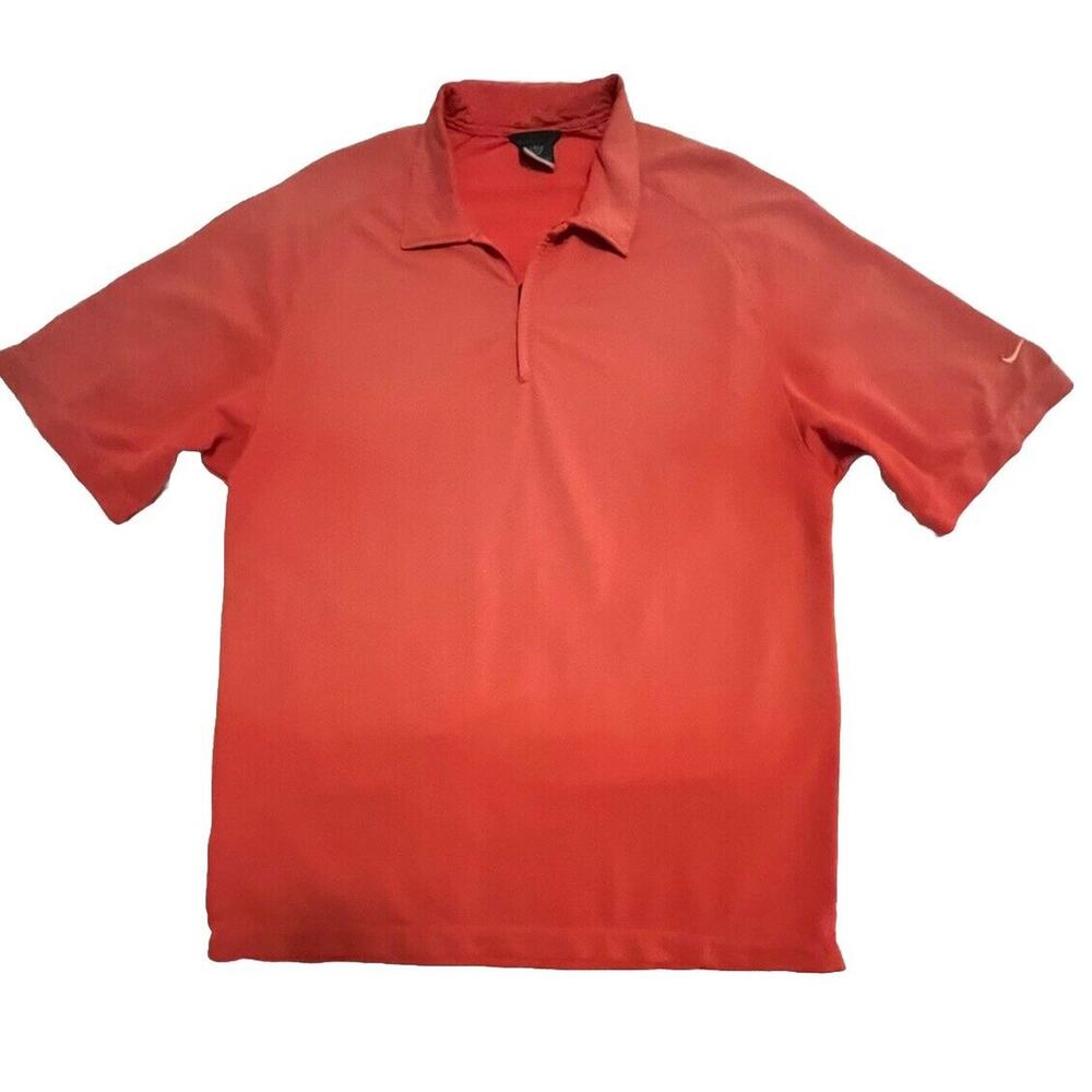 Nike Dri-Fit 1/4 Zip Mens Golf Polo Shirt Large‎ Orange Ombre